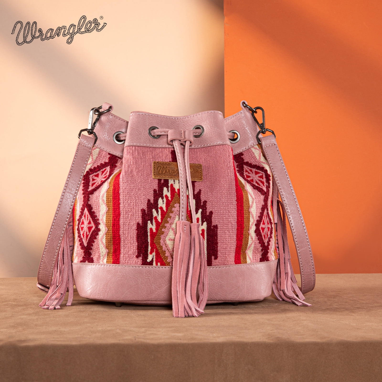 Wrangler Hobo Bags for Women Designer Bucket Purses Western Shoulder Handbags, Pink