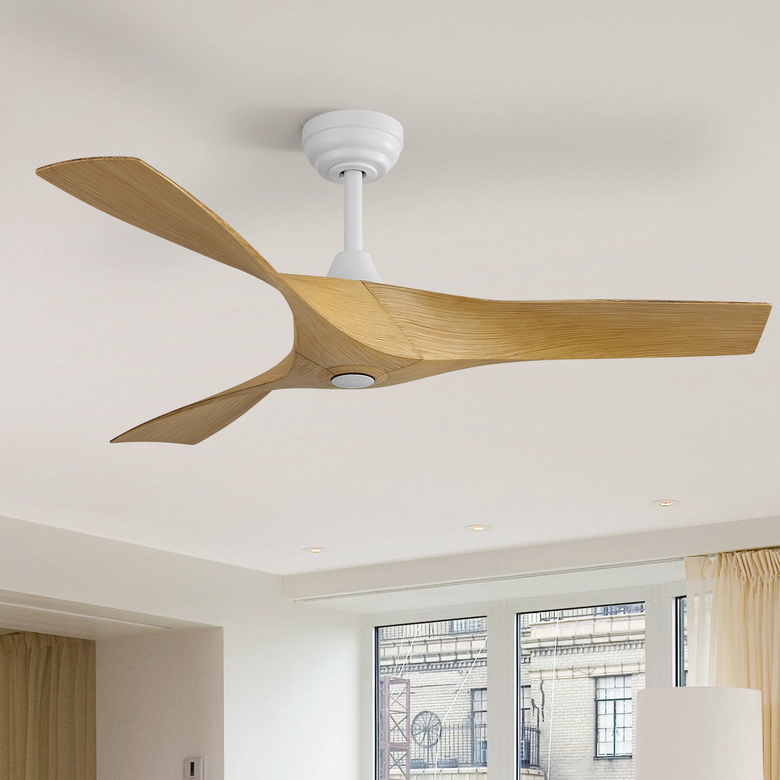 Sofucor 52 Inch Propeller ABS Ceiling Fan No Light, Low Profile Downrod Mount Ceiling Fans with Remote