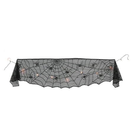 

Glow Halloween Cobweb Style Fireplace Cloth Tablecloth Festive Lace Table Runner