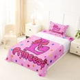 thumbnail image 3 of spefrowx Dreamy Princess L Letter Twin Sheets for Kids, Kawaii Cartoon Stars Bow Bedding, 3-Piece, 1 Flat Sheet, 1 Fitted Sheet and 1 Pillowcase, 3 of 6