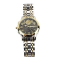 thumbnail image 2 of Men Quartz Analog Watch Accurate Timekeeping Stainless Steel Chronograph Business Dress Wristwatch Gold Shell Black Face (7.48 in / 19.0 cm), 2 of 9