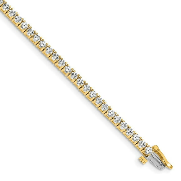 Diamond2Deal 14K Yellow Gold Diamond Tennis Bracelet 7inch for Women
