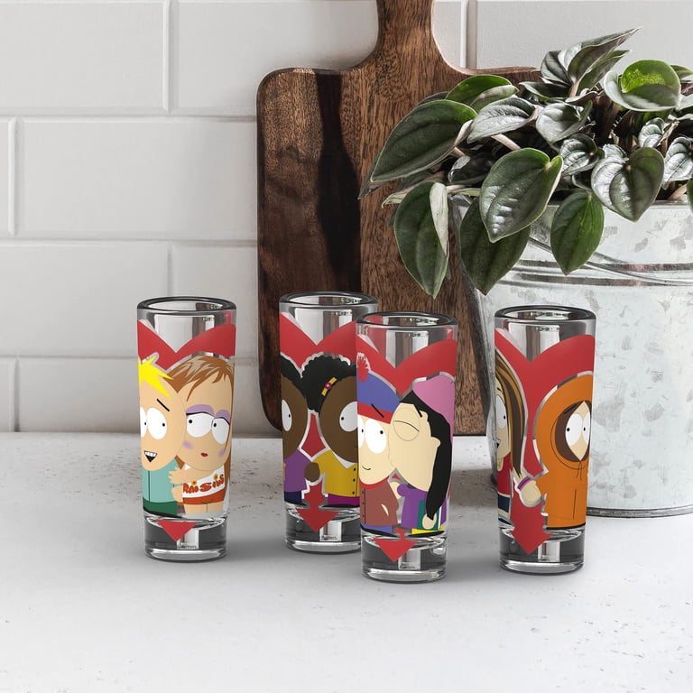 Zak Everyday Smiles South Park 4-piece Valentine Mini Glass Set