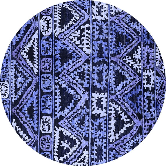 Ahgly Company Indoor Round Solid Blue Modern Area Rugs, 6' Round