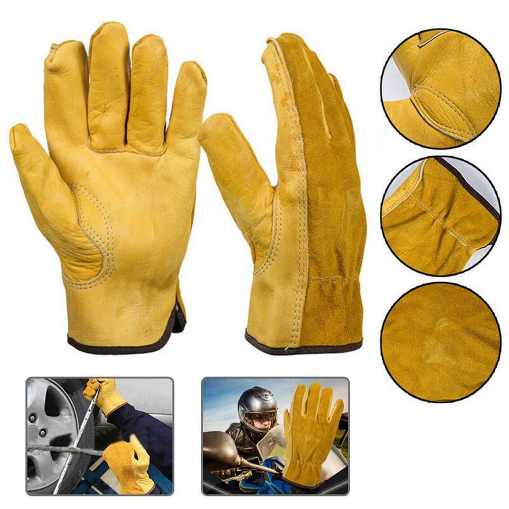 Heavy Duty Gardening Gloves Men Women Thorn Proof Leather Work Gloves Yellow 