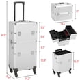 thumbnail image 5 of ALden design Professional Makeup Case, 3 in 1 Portable Trolley, Silver, 5 of 10