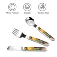 thumbnail image 3 of Salouo Retro Warm Lemon Flower Pattern 3 Pieces Toddler Utensils, Kids Silverware Set Stainless Steel Utensils for Kids Children Safe Spoons Forks & Knife Dishwasher Safe, 3 of 8