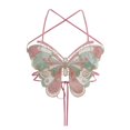 thumbnail image 1 of Crisscross Tie Backless Crop Top Vests for Women Summer Butterfly Embroidery Sexy Halterneck Strappy Camisole Beach Bras light gray, 1 of 4