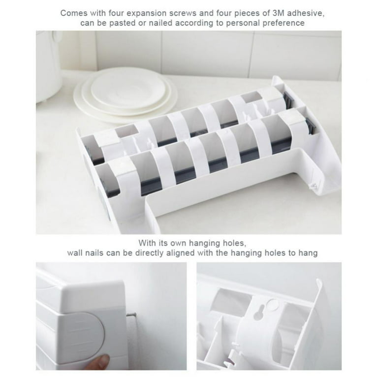 4-in-1 Wall-Mount Paper Towel Holder,Plastic Wrap Foil Dispenser,Wall-Mount  Sauce Bottle Storage,Bathroom Organizer Storage,Shelf Adhesive Wall