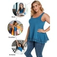 thumbnail image 6 of ANYFIT WEAR Plus Size Camisole with Built in Bra Padded Tank Tops for Women Flowy Sleeveless Summer Tops with Lace Hem Navy,S, 6 of 7
