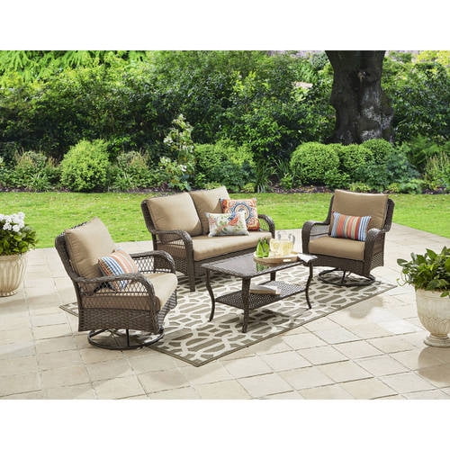 Better Homes&gardens Colebrook 4pc Conversation Set, Tan - Walmart.com ...