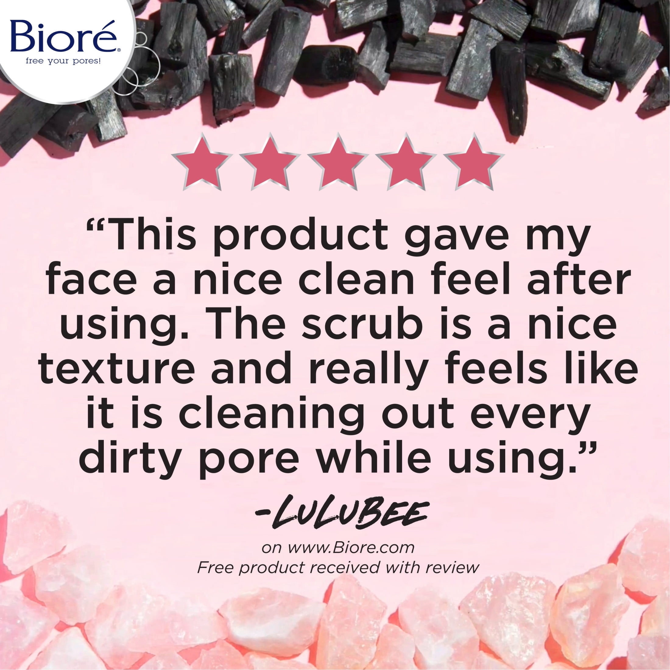 Bioré Rose Quartz + Charcoal Oil Gentle Pore Refining Facial Scrub, 4 fl oz
