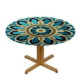 thumbnail image 3 of Nawypu  Round Fitted Tablecloth Mexican Mandala Floral Damask Table Cloth with Elastic Edged Waterproof Wipeable Round Table Cover for Patio Parties Outdoor Decor, 3 of 7