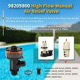 thumbnail image 2 of High Flow Manual Air Relief Valve 98209800 & 98209803 for Pentair Pool Filters, 2 of 5