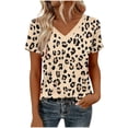 thumbnail image 4 of Olyvenn Women's Short Sleeve Fashion Printed Blouse Summer Tops – Elegant V Neck Top for Office and Daily Commuting Wear Khaki S, 4 of 5