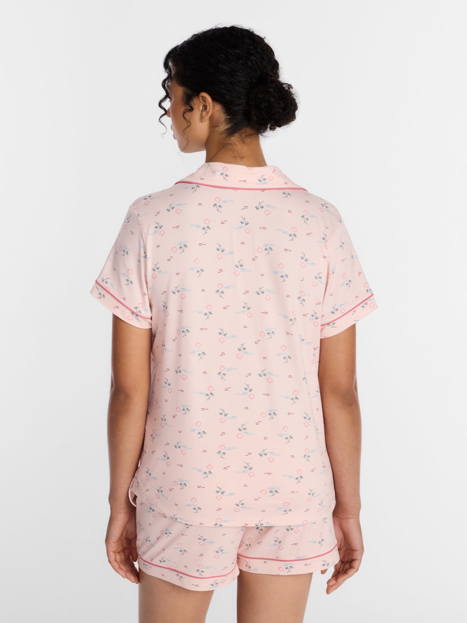 Joyspun Women's Dreamy Soft Collection Notch Collar Top and Shorts Pajama Set, 2-Piece, Sizes XS-3X