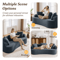 thumbnail image 3 of COOLHUT 86.22" 3 Seater Sofa Couch, Plush Floor Sofa Couch with Cozy Cushions & 3 Pillows, Curved Back Teddy Fabric Sofa for Living Room, Small Space, Navy Blue (Sofa-in-a-Box), 3 of 9