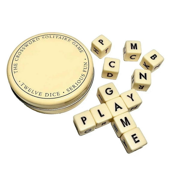 Crossword Solitaires Dices Game Handcrafted Wood Board Game Toy for Multi Players