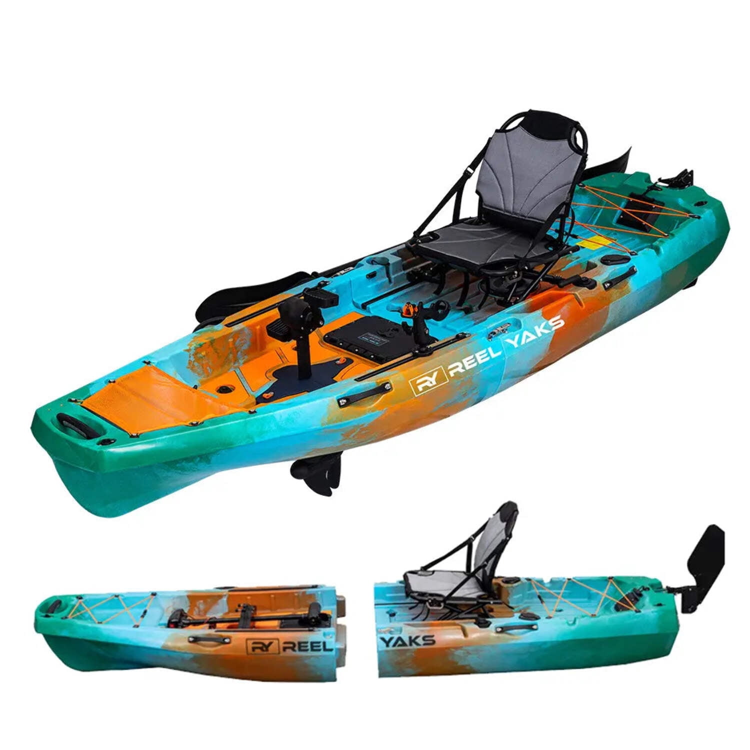 10ft Radar Modular Propeller Drive Pedal Fishing Kayak | 430lbs Capacity | 2 Piece