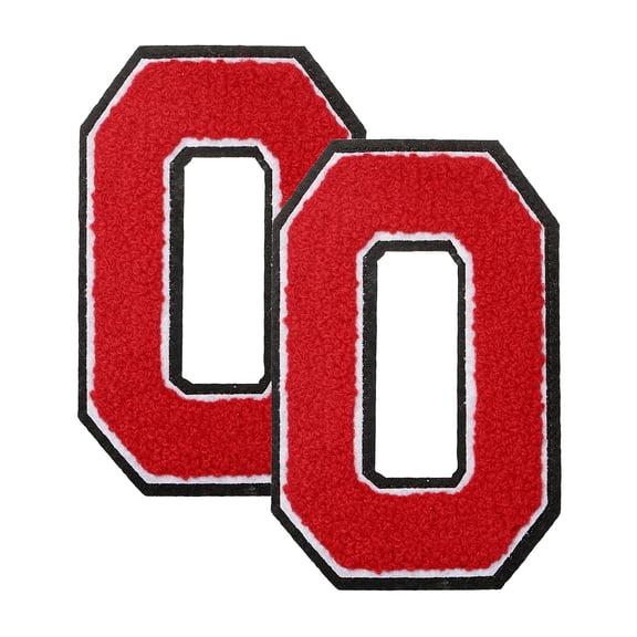 Uxcell 2 Pcs 4.7" Red Number 0 Chenille Iron on Number Patches, Terry Cloth Patch