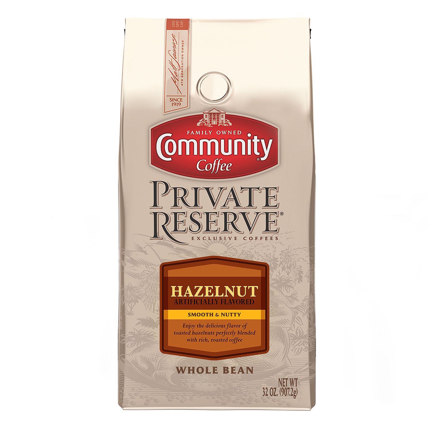 Product of Community Coffee Private Reserve Whole Bean Hazelnut (32 oz
