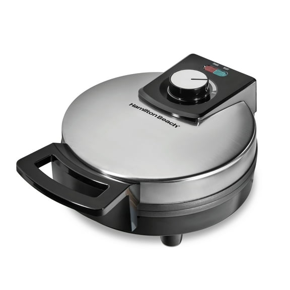 Hamilton Beach Belgian Waffle Maker with Nonstick Plates, Waffle Iron with Compact Storage, Stainless Steel