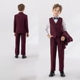 thumbnail image 5 of CPNG Teen Boys Toddler Gentleman Kids Formal Outfits Long Sleeve Suit Clothing Shirt Vest Pant Bow Tie Wedding Outfit(Wine,18-24 Months), 5 of 5