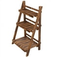 thumbnail image 3 of Renwick 41" x 25" 4" 3-Tier Brown Wood and Metal Striped Plant Stand, 3 of 14