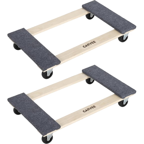 2-Pack Heavy Duty Furniture Dolly 1000 lbs Moving Dollies with Swivel Wheels and 4 Soft Silent 2.75 In Rubber Wheels