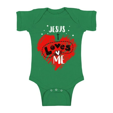 Awkward Styles Jesus Loves Me Bodysuit Short Sleeve for Newborn Baby Cute Birthday Gifts for 1 Year Old Jesus One Piece Top for Baby Boy Baby Girl Religious Outfit Baptisim Gifts God