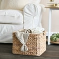 thumbnail image 3 of Household Essentials Square Wicker Basket, Hyacinth Cube with Stainless Steel Handles, Intricate and Durable Weave, Sturdy Metal Frame, White Wash, 3 of 7