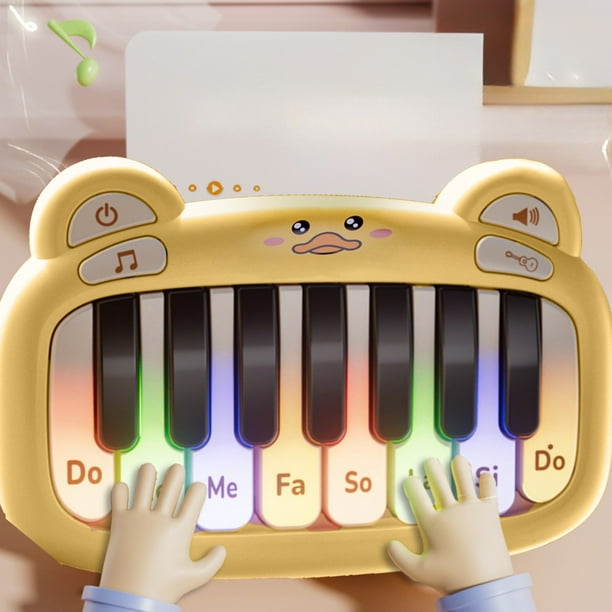 Mini Piano Teclado de Música Electrónica | 15 Claves | Instrumento portátil multifuncional | Luces LED | Reproducción de grabaciones | Plástico | Uso en interiores y exteriores | 5.8x4.1x1.5