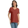 thumbnail image 7 of Women's V Neck Short Sleeve Slim Fitted T-Shirt Stretchy Bodycon Basic Top Casual Active Tee, 7 of 7