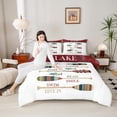 thumbnail image 4 of Homewish Teens Rustic Farmhouse Full Size Comforter Sets, White Red Lake House Bedding Comforter Set, Wooden Boat Paddle Reversible Bedding Sets, Ultra Soft Bedroom Decor, 3-Piece, 4 of 8