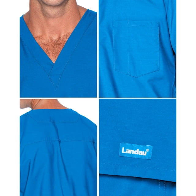 Landau Essentials Haut de Sarrau à Encolure en V : 1 Poche, Réversible, Unisexe, Coupe Classique Décontractée Sarraus Médicaux 7502