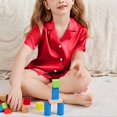 thumbnail image 4 of YunPes Girls Satin Outfits Button-Down Short Sleeve Tops Ruffle Shorts PJS Sets Kids Elegant Comfy 2 Piece Clothing 5-15 Years, 4 of 7
