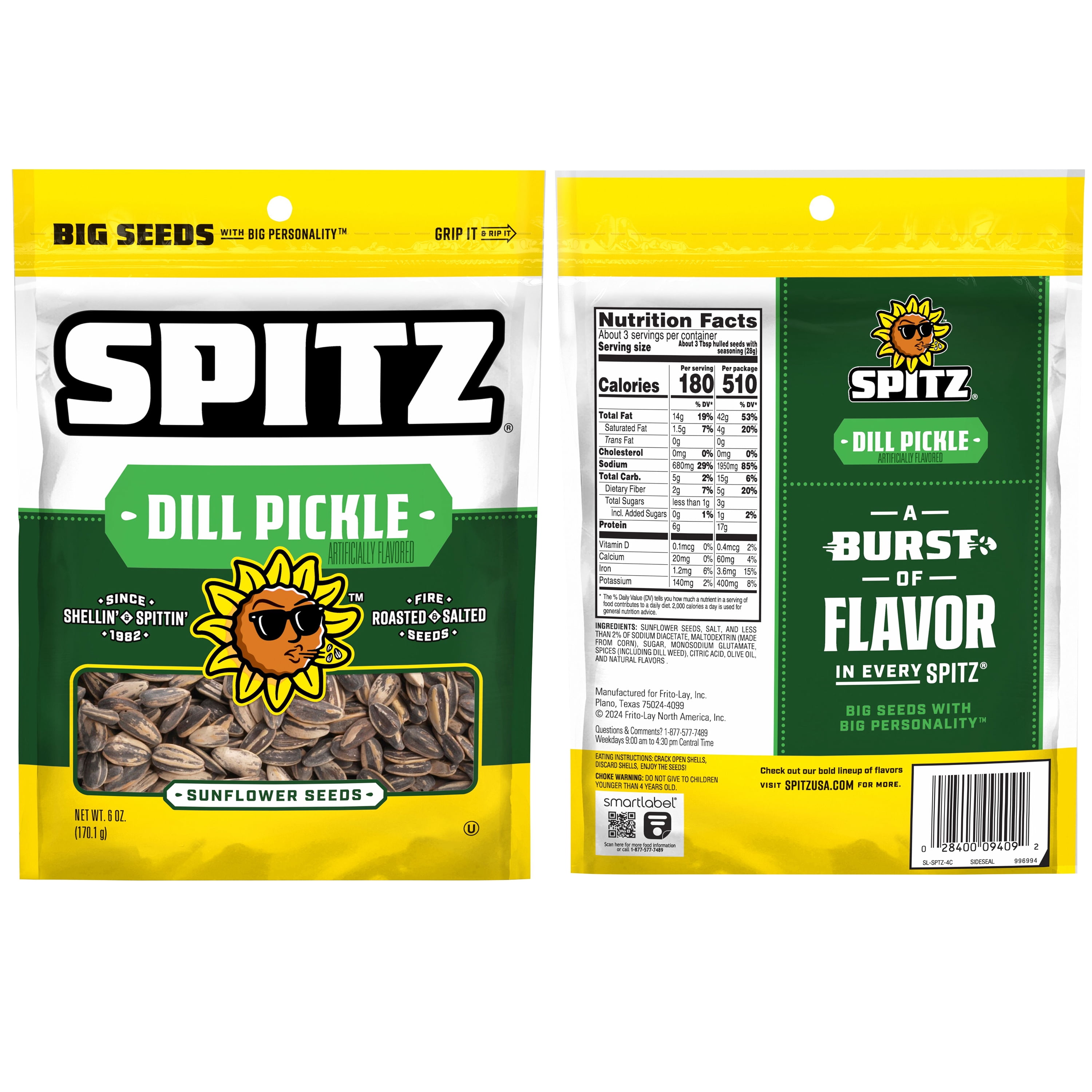 Spitz Sunflower Seeds, Dill Pickle, 6 oz (pack of 9)
