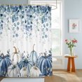 thumbnail image 4 of Shower Curtains for Bathroom, Blue White Pumpkins Waterproof Fabric Shower Curtain, Thanksgiving Fall Blue Eucalyptus Leaves Decorative Bathroom Curtain for Bathtub, 66"x72", No Hooks Included, 4 of 9