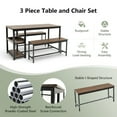 thumbnail image 6 of Gymax 3PCS Rustic Kitchen Dining Set Includes Storage Rack w/ Rectangular Table & 2 Benches, 6 of 10