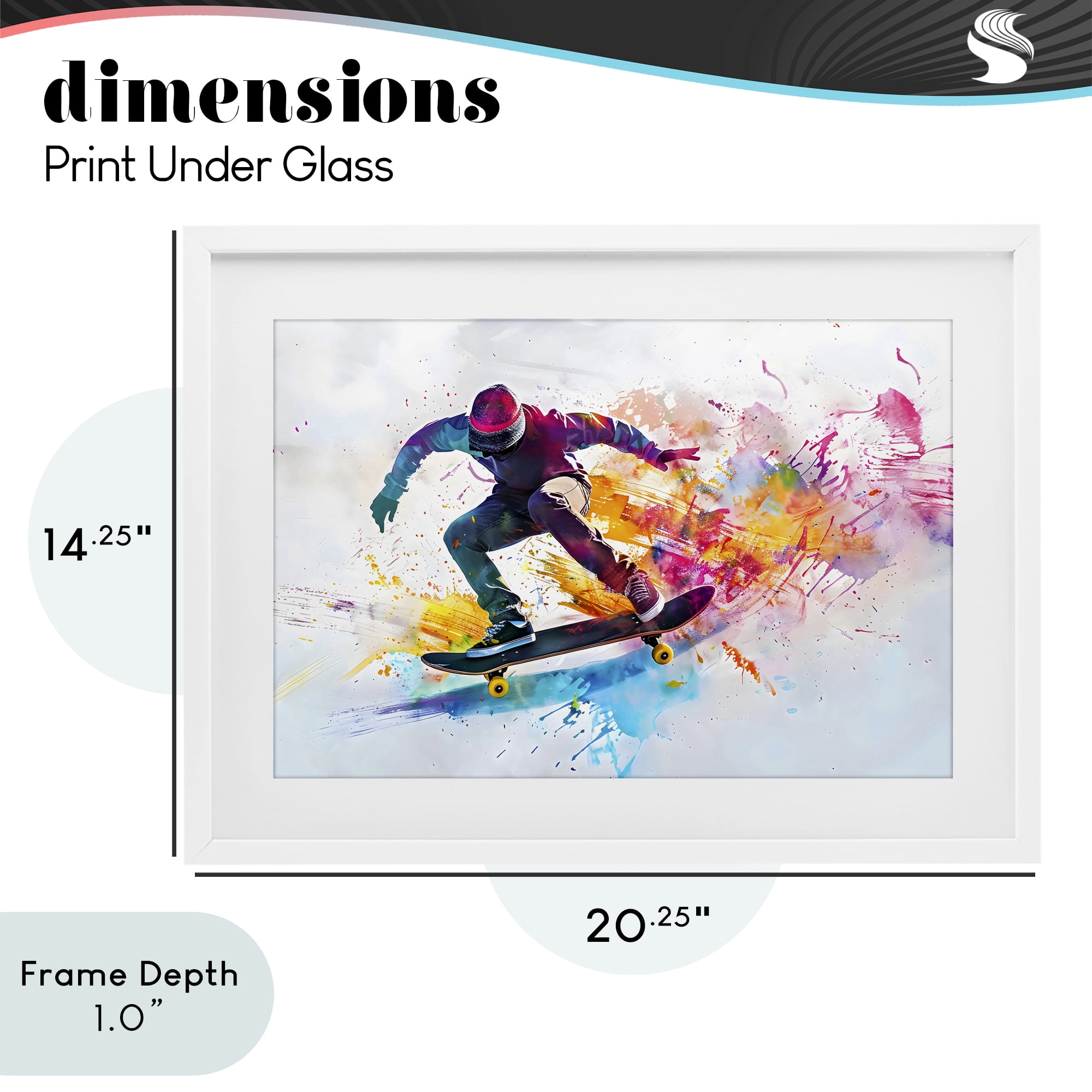 Stupell Industries Skateboarder in Motion White Framed Print Under Glass, design by Creative Studio