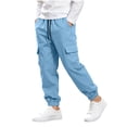 thumbnail image 2 of LIBRCLO Kids Cargo Sweatpants for Boys Casual Sports Pants Drawstring Elastic Bottom Sweatpants with Pockets Size 5 Years, 2 of 7