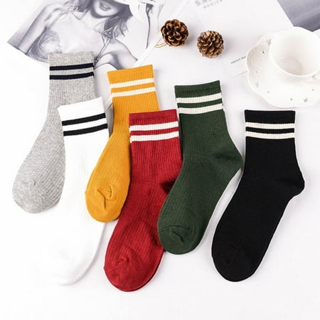 

1 Pair Women s Athletic Ankle Striped Short Cotton Socks Low Cut Crew Socks