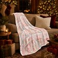 thumbnail image 3 of Festive Winter Village Scene Pink Snowy Houses Lamps, Festive Holiday Scene, Warm Flannel Blanket for Living Room and Reading Nook, Art Lovers Friendship Gift, Festive Home Decor, 3 of 9