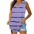 thumbnail image 2 of Njoeus Tank Tops For Women's Striped V-Neck Sleveless Camisole Tank Casual Loose Striped T-Shirt Fish Tank Tops, 2 of 5