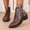 Brown, variant on Amzcrzy Ankle Boots for Women Women's Fashionable Casual British Style Short Boots Solid Color Embroidery Round Pointed Toe Low Heel Ankle Boots Womens Booties Women's Boots Booties for Women