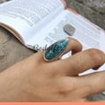 thumbnail image 6 of Exquisite Blue Copper Turquoise Ring â€“ Long Pear Full Finger Statement Ring, 6 of 10
