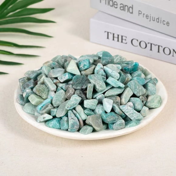 Zhuge 200g natural light blue crystal crushed stone 9-12mm polished aromatherapy stone, natural crystal raw stone demagnetization stone fish tank decoration crushed stone