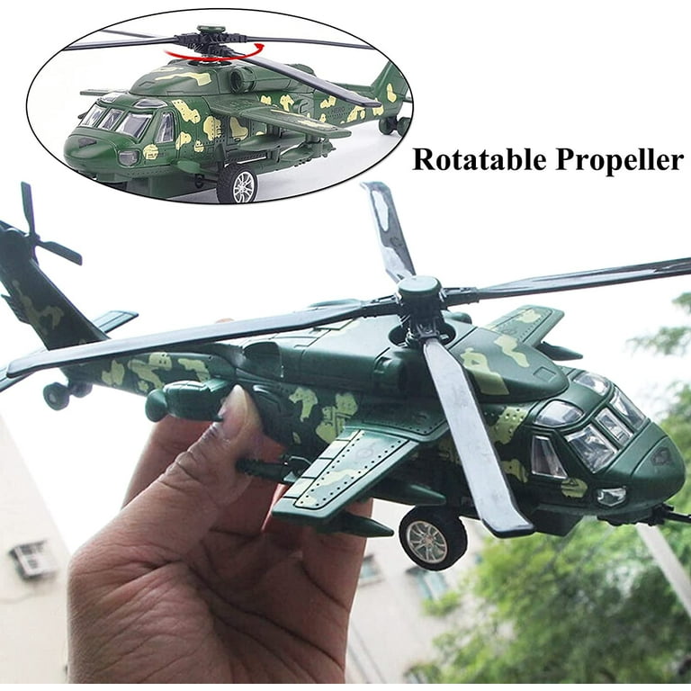 Military Helicopter Toy with Lights and Sounds Die Cast Metal
