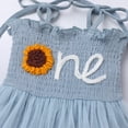 thumbnail image 3 of IWEMEK One Year Old Birthday Girls Outfit for Baby Girl Dress Cute Bowknot Cake Tulle Dresses Sunflower Blue Mini Romper, 3 of 7