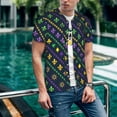 thumbnail image 6 of Uemuo Mardi Gras Strings of Beads Print Mens Polo Shirts Baseball T-shirt Performance Short Sleeve Golf Shirt Moisture Wicking Athletic Casual Collared T-Shirt-, 6 of 7